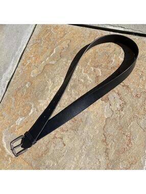Vintage Y2K Minimalist Grunge Black Leather Belt Made in USA